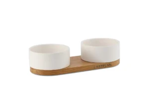 labbvenn-labbvenn-vuku-ceramic-dubbele-voerbakset Labbvenn Vuku Ceramic Double Feeding Bowl Set White