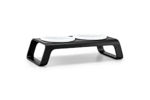 miacara-gatto-desco-kattenvoerbak-met-porseleinen Gatto Desco, Cat Food Bowl with Porcelain Bowls, Black Stained Ash